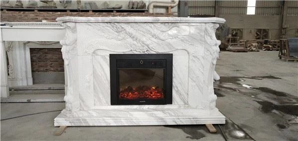 fireplace white marble for interior decoration