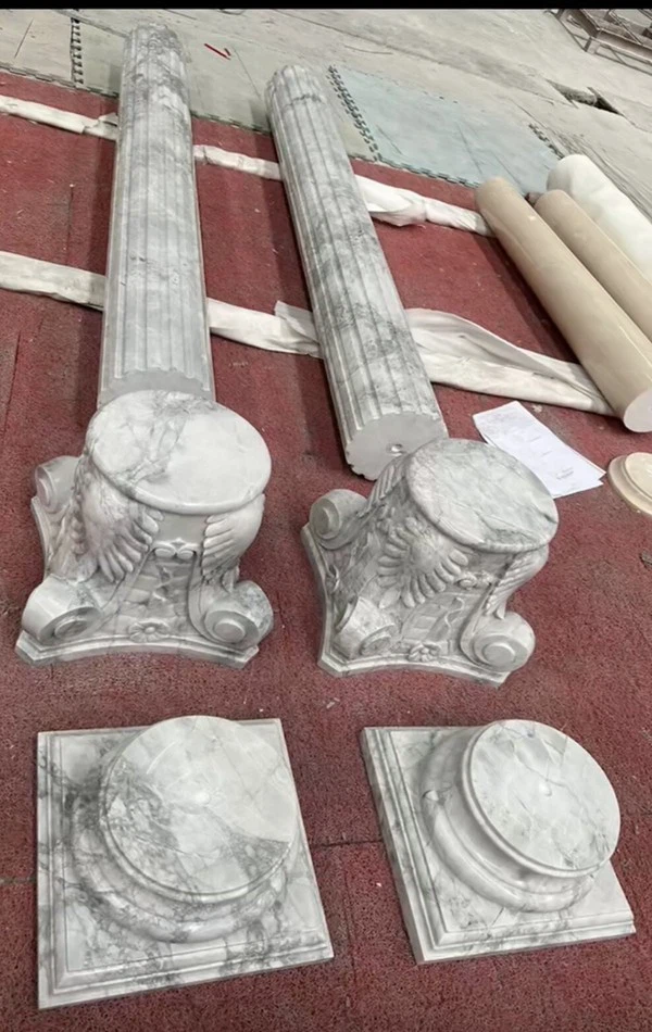 super white polished roman marble columns